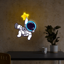 Cute Astronaut Catching Star Artwork Led Neon Sign - Reels Custom