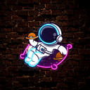 Cute Astronaut Holding Planet Artwork Led Neon Sign - Reels Custom