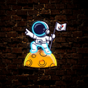 Cute Astronaut Lay On Moon Cartoon Artwork Led Neon Sign - Reels Custom