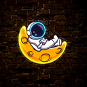 Cute Astronaut Lay On Moon Cartoon Artwork Led Neon Sign - Reels Custom