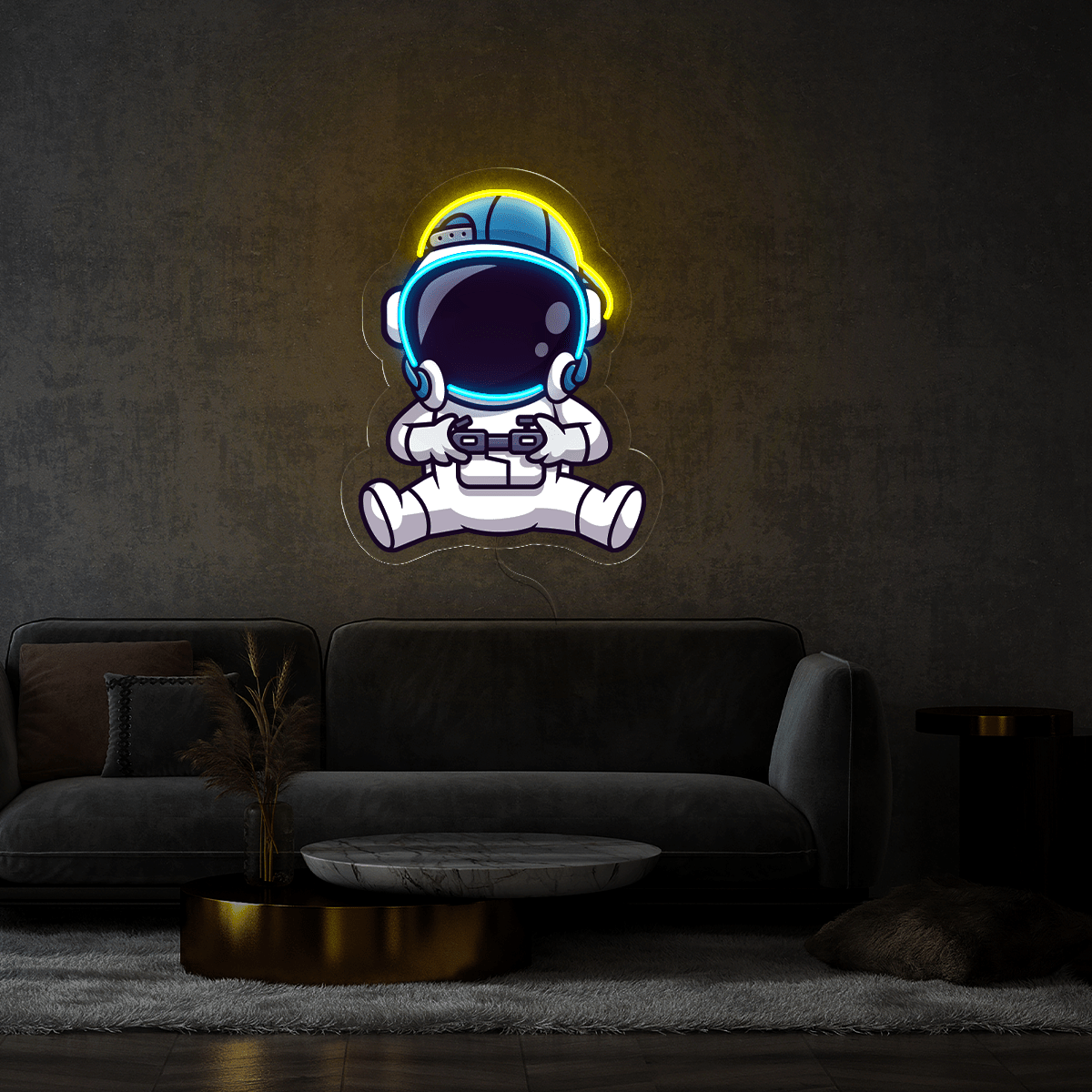 Cute Astronaut Playing Game Artwork Led Neon Sign - Reels Custom