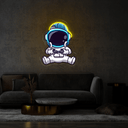Cute Astronaut Playing Game Artwork Led Neon Sign - Reels Custom