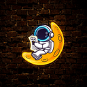 Cute Astronaut Reading Newspaper On Moon Artwork Led Neon Sign - Reels Custom