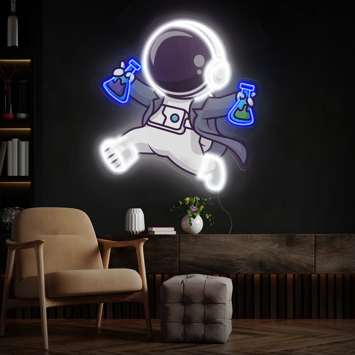 Cute Astronaut Scientist Space Artwork Led Neon Sign - Reels Custom