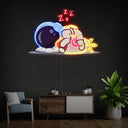 Cute Astronaut Sleeping With Rocket Space Artwork Led Neon Sign - Reels Custom