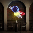 Cute Astronaut Super Flying Space Artwork Led Neon Sign - Reels Custom