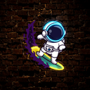 Cute Astronaut Surfing On Space Wave Artwork Led Neon Sign - Reels Custom
