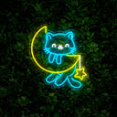 Cute Cat And Moon Neon Sign - Reels Custom