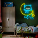 Cute Cat And Moon Neon Sign - Reels Custom