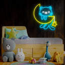 Cute Cat And Moon Neon Sign - Reels Custom