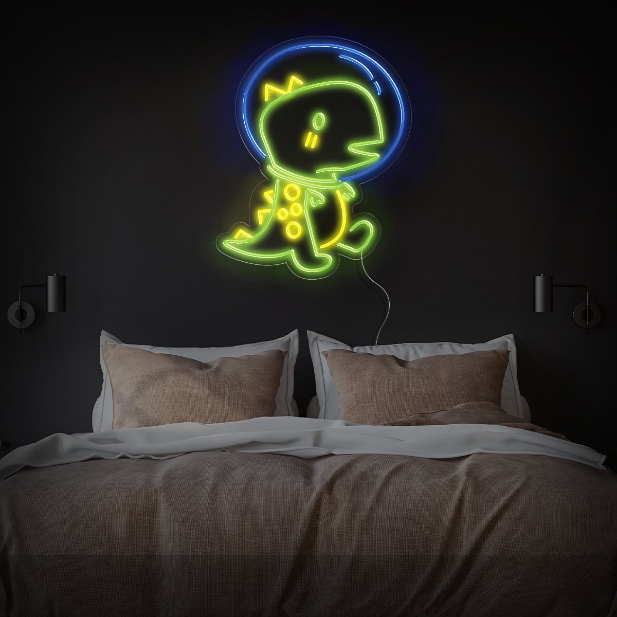 Cute Dinosaur Astronaut Space Neon Sign - Reels Custom