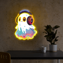 Cute Ghost With Headphones Artwork Led Neon Sign - Reels Custom