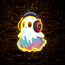 Cute Ghost With Headphones Artwork Led Neon Sign - Reels Custom