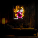 Cute Girl With Bubble Gum Neon Sign - Reels Custom