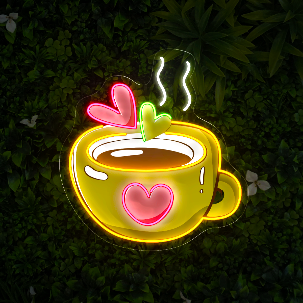 Coffee Time with Hearts Artwork Led Neon Sign