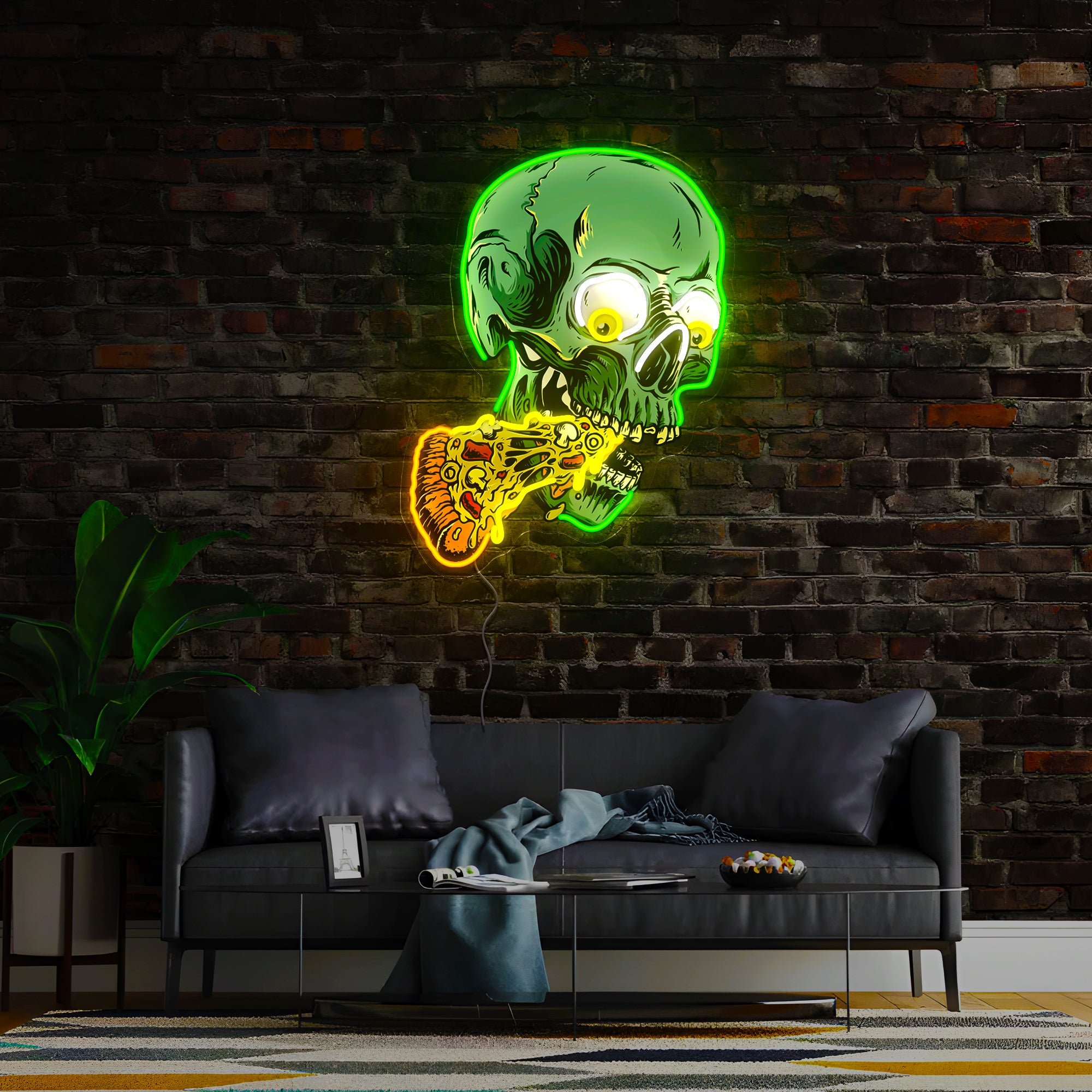 Skull and Pizza Artwork Led Neon Sign