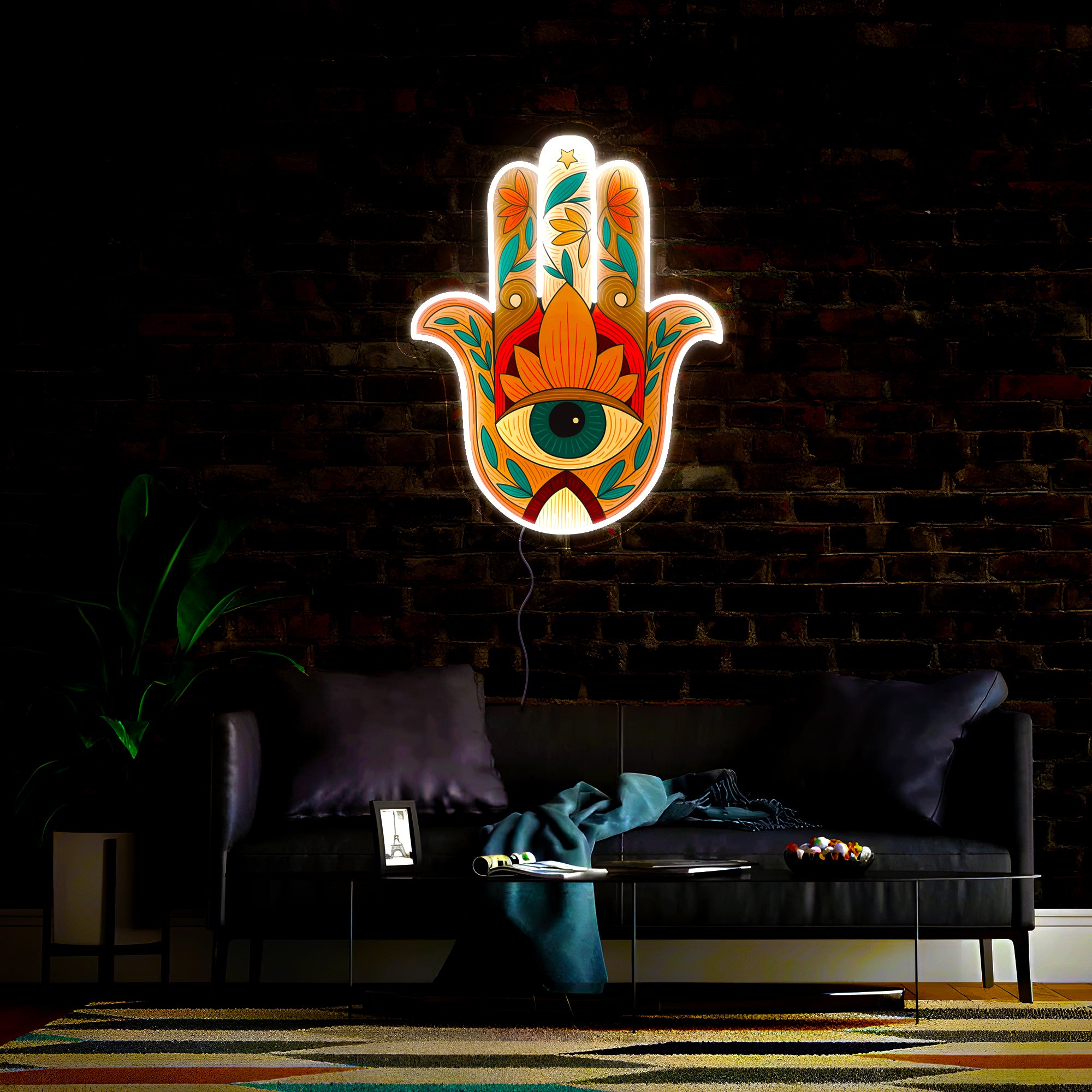 Hamsa Neon Sign Wall Aesthetic Artwork Led Neon Sign