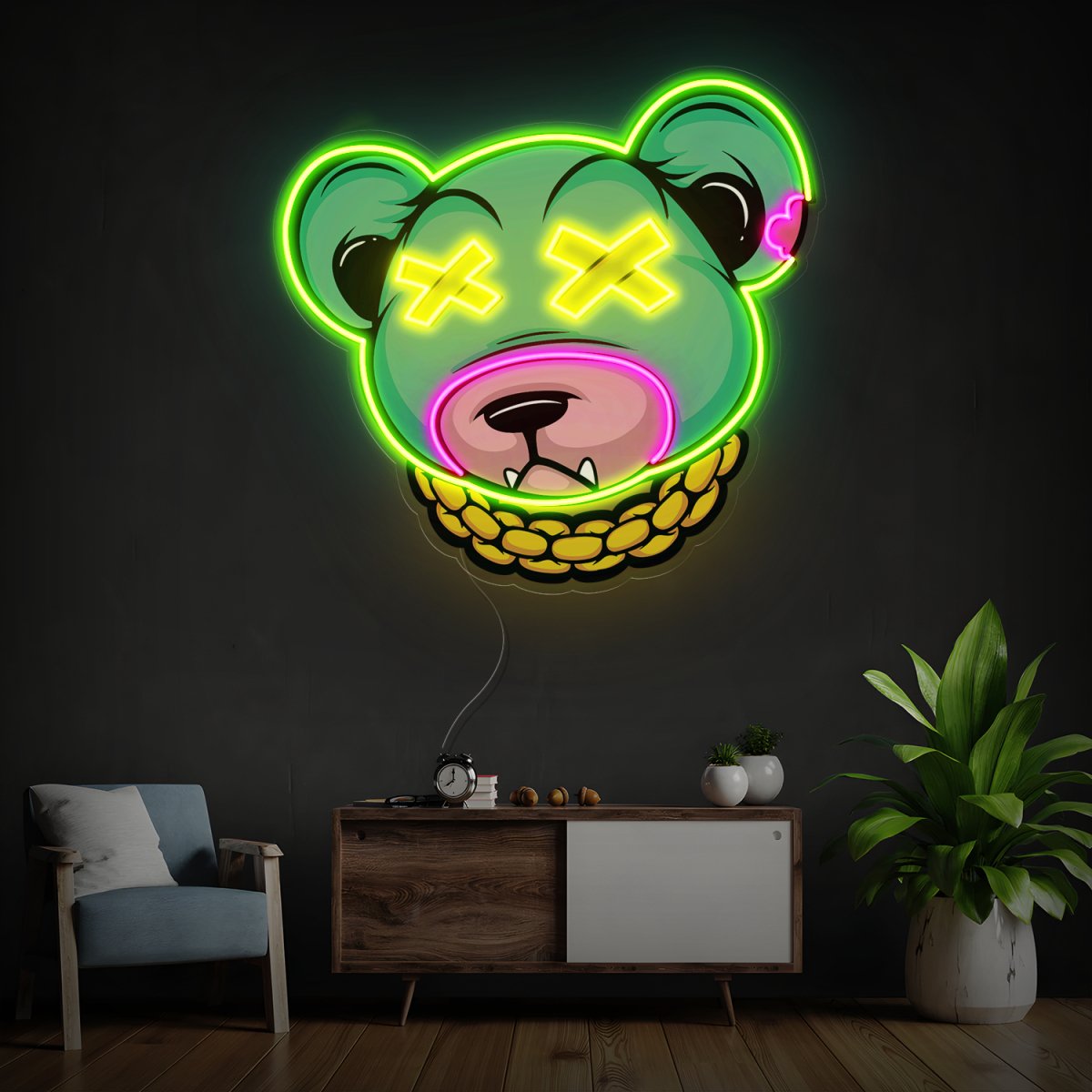 Dead Bear Cartoon Artwork Led Neon Sign - Reels Custom