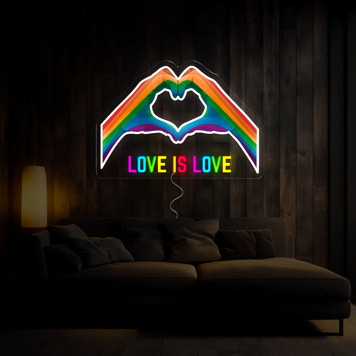 Love is Love with Hand Pride Month Artwork Led Neon Sign