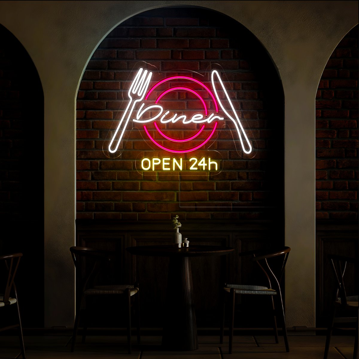 Diner Open 24H Neon Sign - Reels Custom