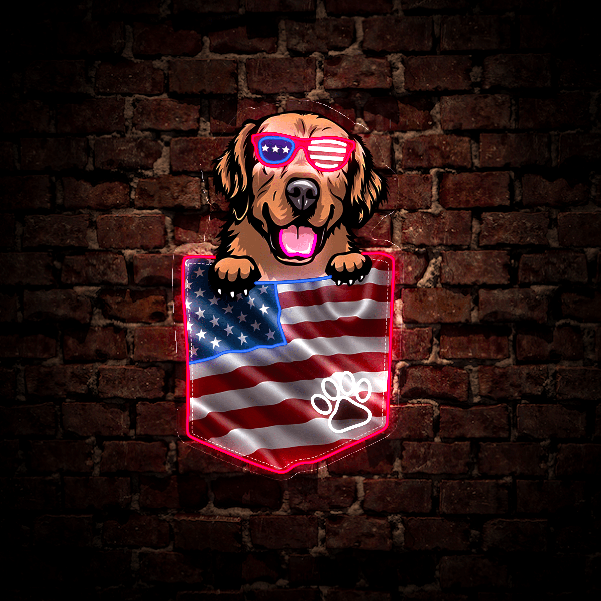 Dog America 4th Of July Artwork Neon Sign - Reels Custom
