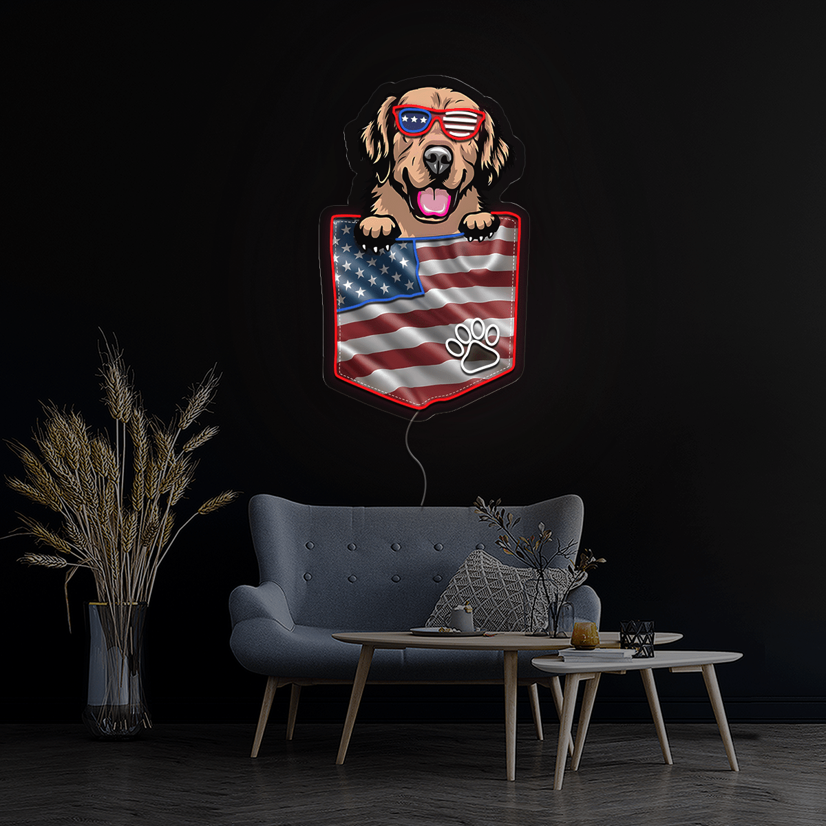 Dog America 4th Of July Artwork Neon Sign - Reels Custom
