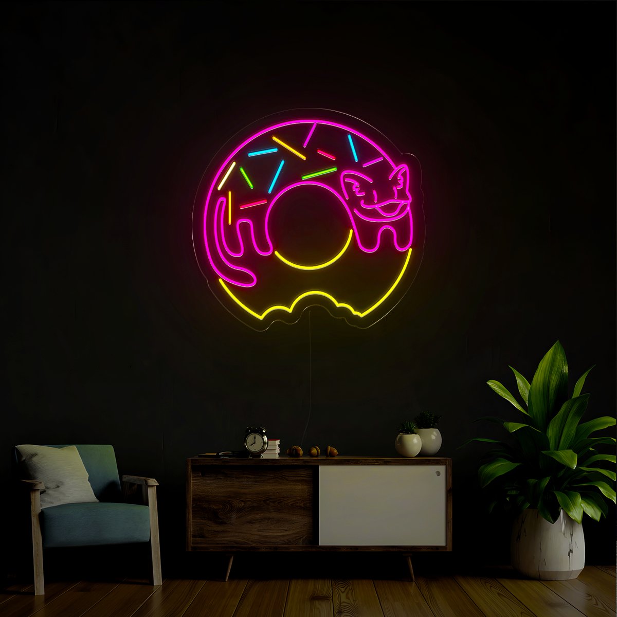 Donut Cat Neon Sign - Reels Custom