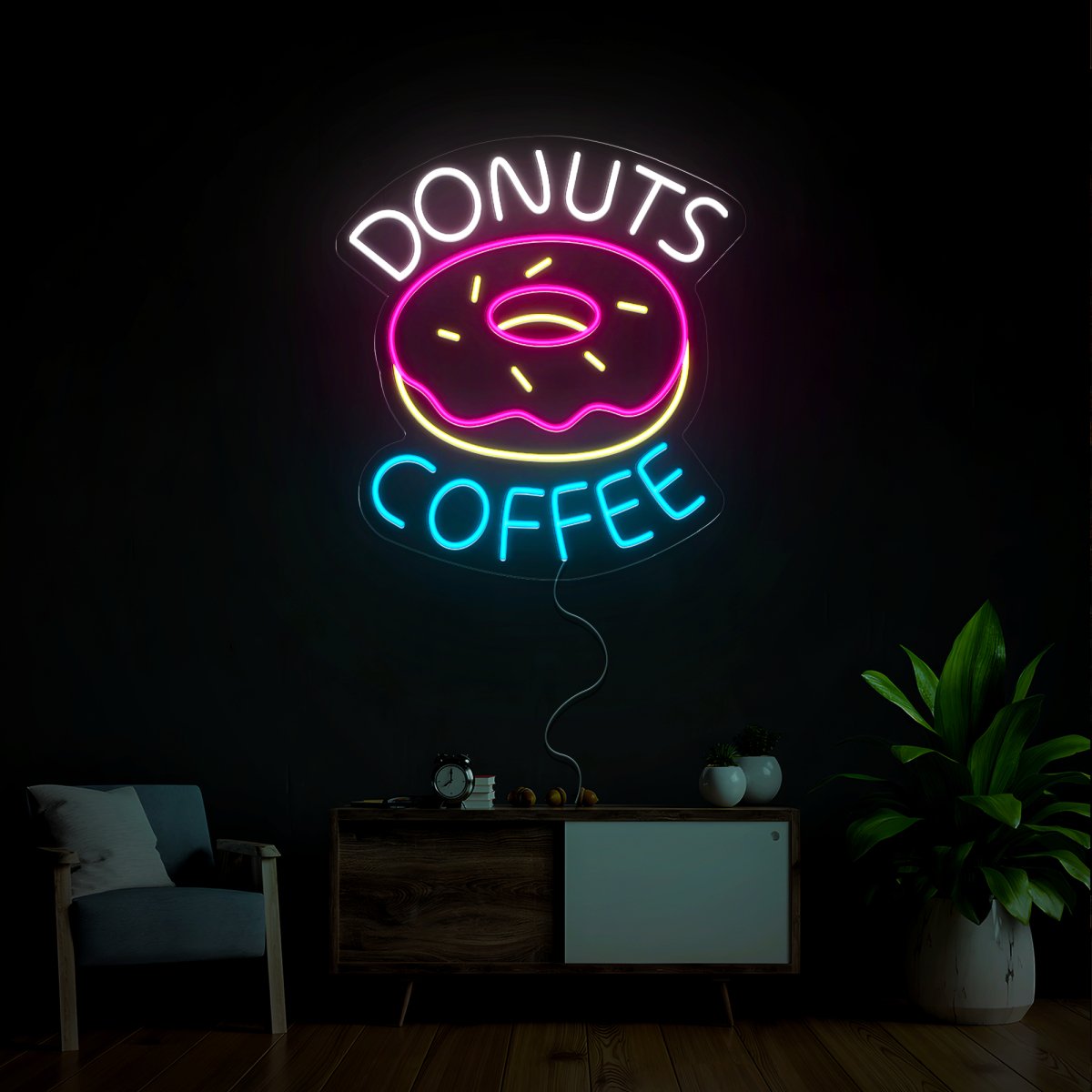 Donut Coffee Neon Sign - Reels Custom