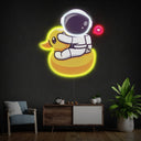 Duck Astronaut Space Artwork Led Neon Sign - Reels Custom