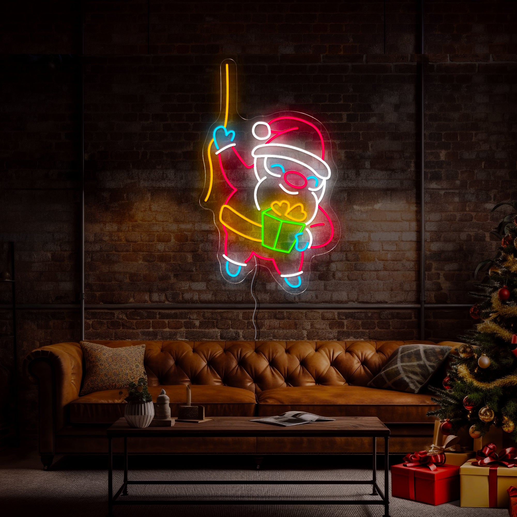 Santa christmas send Gift Neon Sign