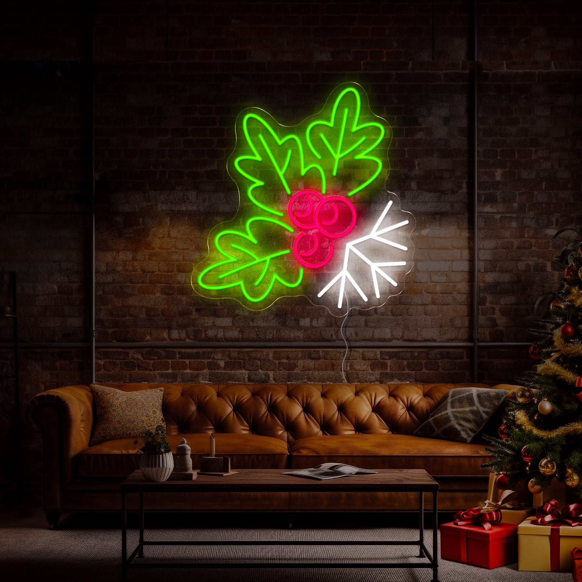 Holly Berry Merry christmas Led Neon Sign