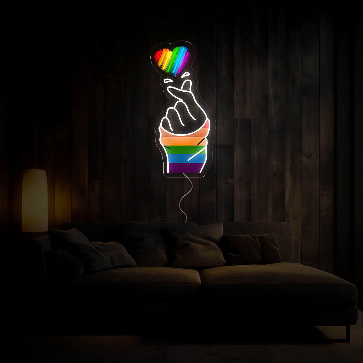 Finger Heart Pride Month Artwork Led Neon Sign