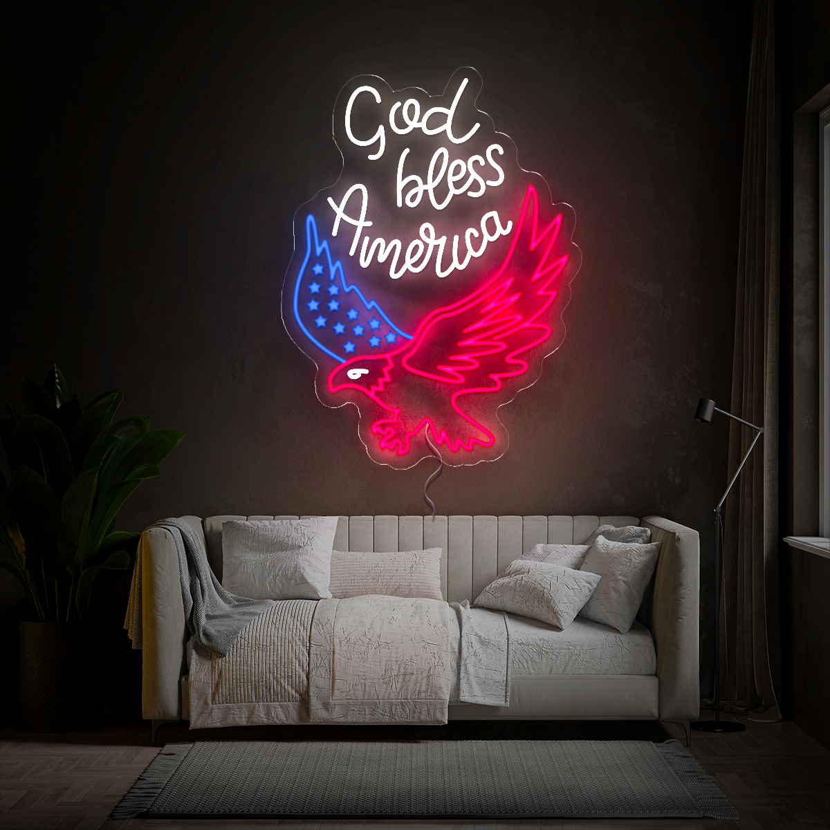 God Bless America Eagle Led Neon Sign