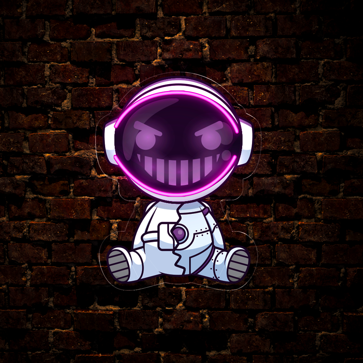 Cute Astronaut Robot Artwork Led Neon Sign