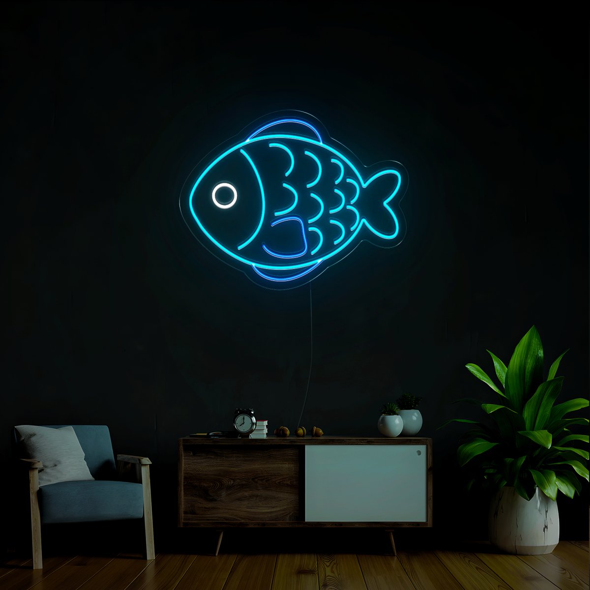 Fishy Friend Blue Neon Sign - Reels Custom