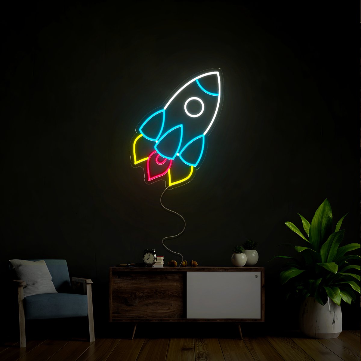 Funny Flying Rockets UFO Neon Sign - Reels Custom