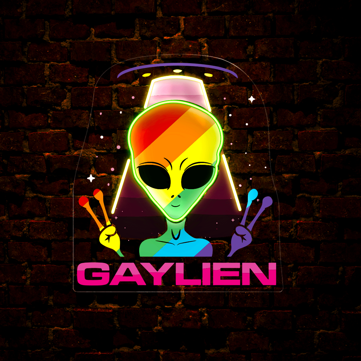 Funny LGBT Pride Gaylien Artwork Neon Sign - Reels Custom
