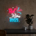 Funny Red Wine And Booze Neon Sign - Reels Custom