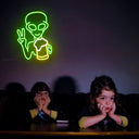 Green Alien with Beer Space Led Neon Sign - Reels Custom