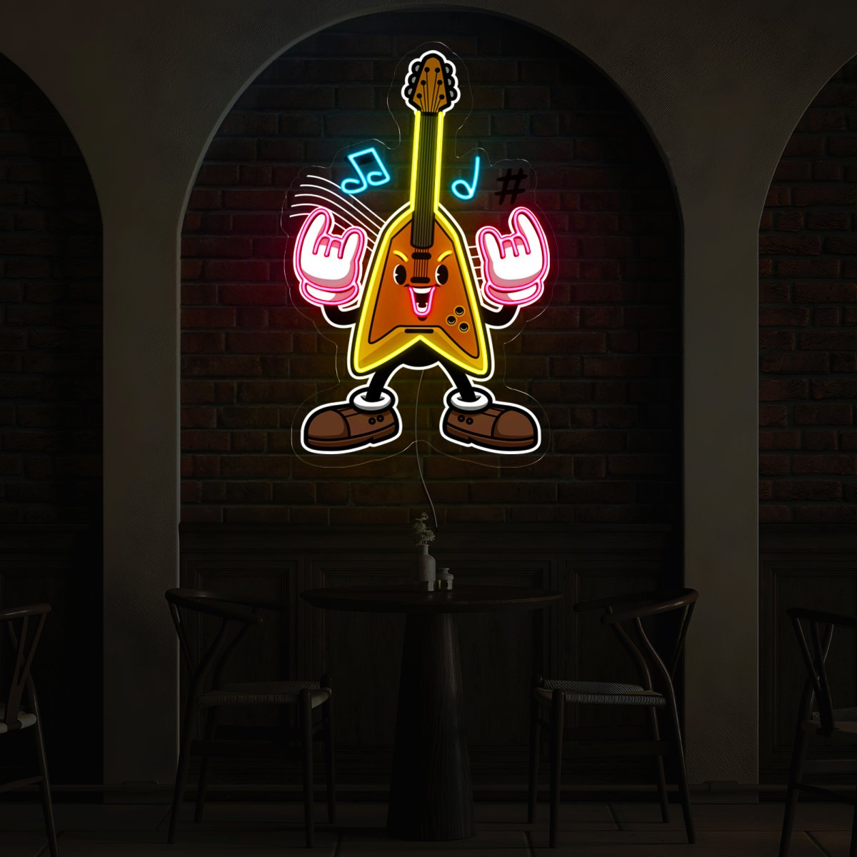 Guitar Cartoon Artwork Led Neon Sign - Reels Custom