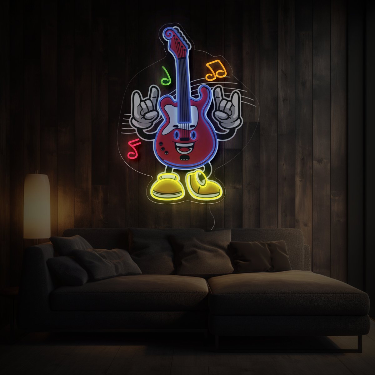 Guitar Cartoon Artwork Led Neon Sign - Reels Custom