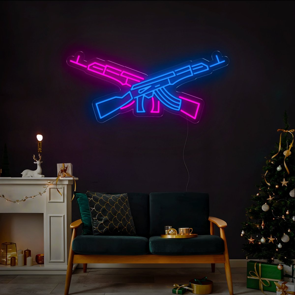 Gun Neon Signs AK 47 Neon Sign For Gamers - Reels Custom