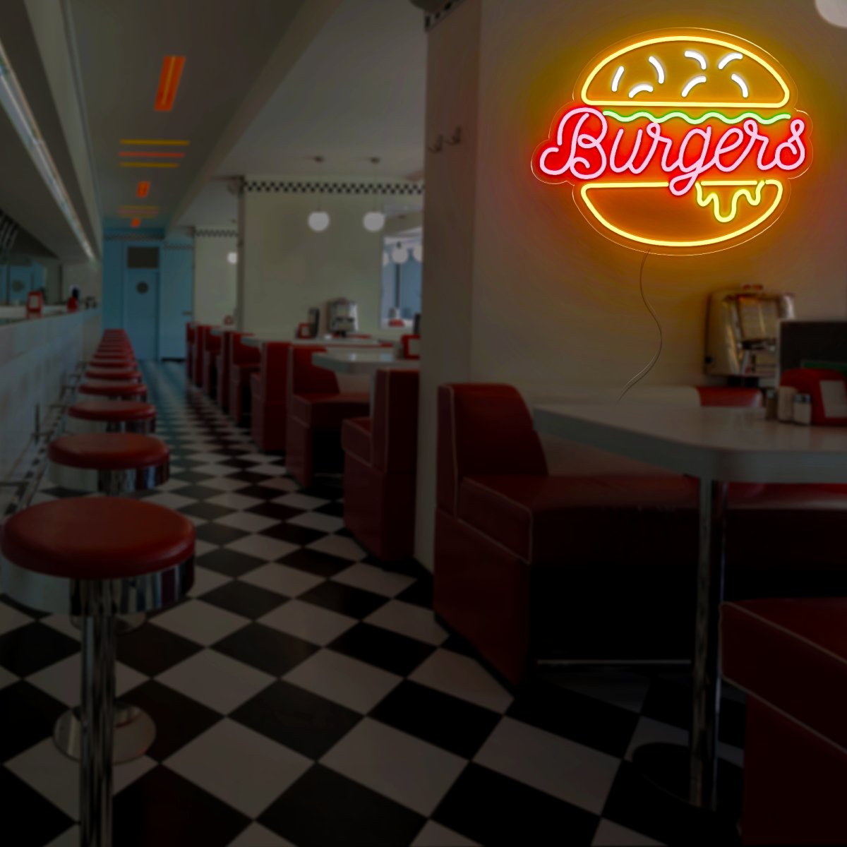 Hamburger Restaurant Neon Sign - Reels Custom