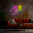 Hand Flower Led Neon Sign - Reels Custom