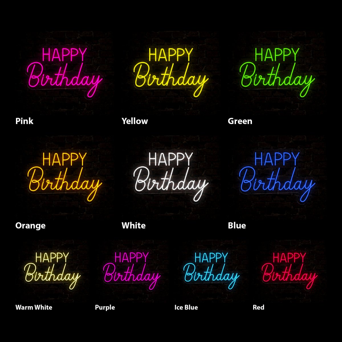 Happy Birthday Neon Sign - Reels Custom