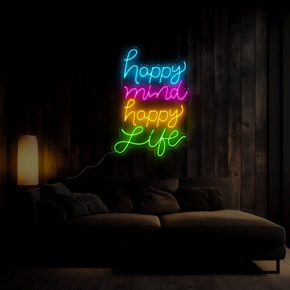 Happy Mind Happy Life Neon Sign - Reels Custom