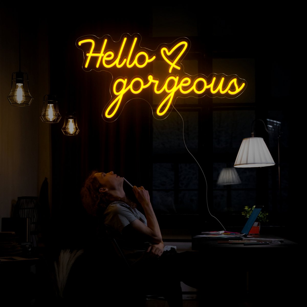 Hello Gorgeous Heart Neon Sign - Reels Custom