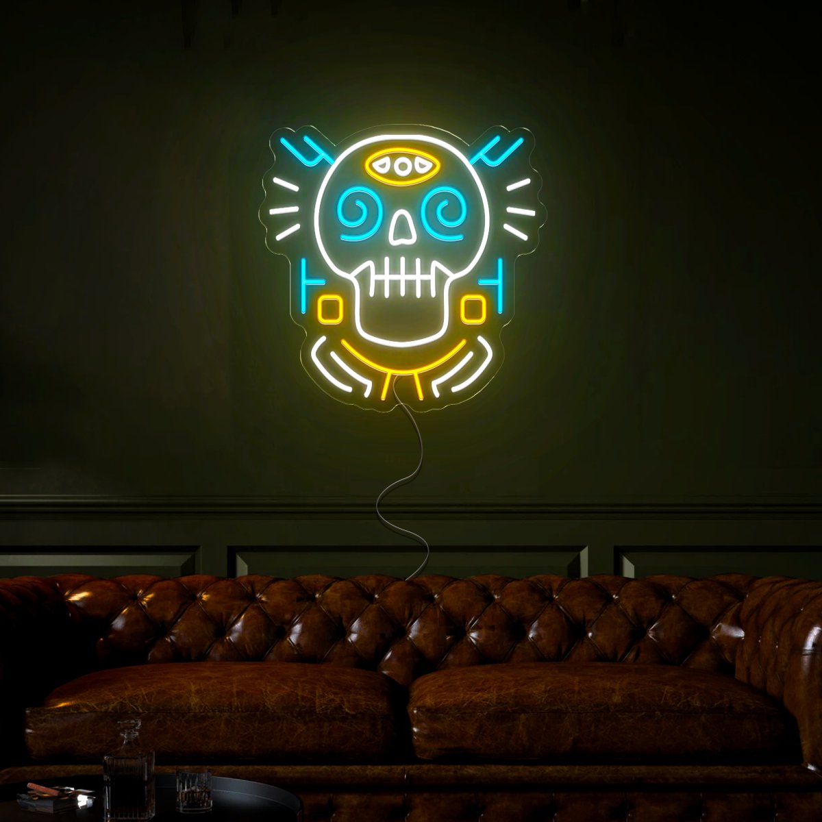 Hipster Skull Neon Sign - Reels Custom