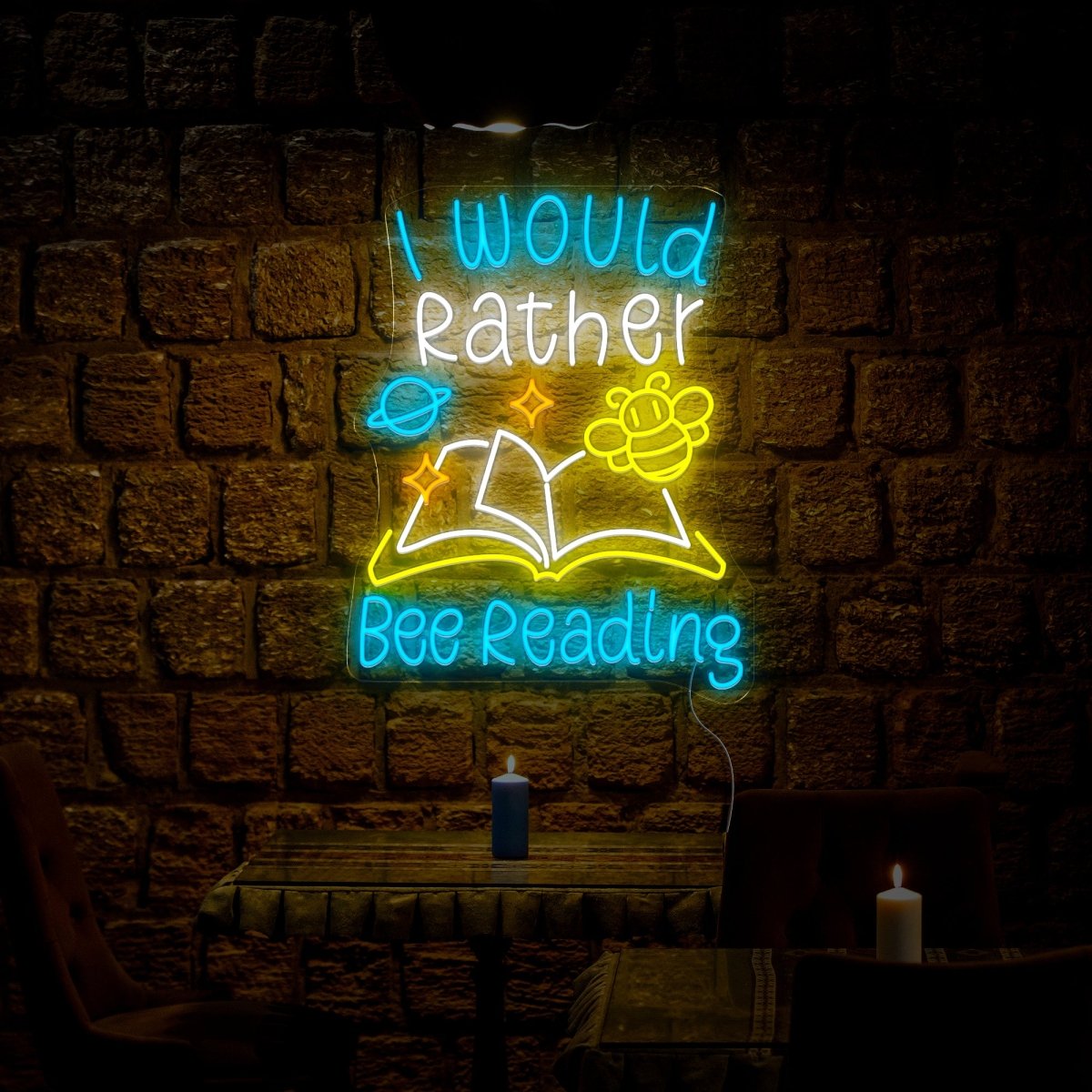 I Would Rather Bee Reading Neon Sign - Reels Custom