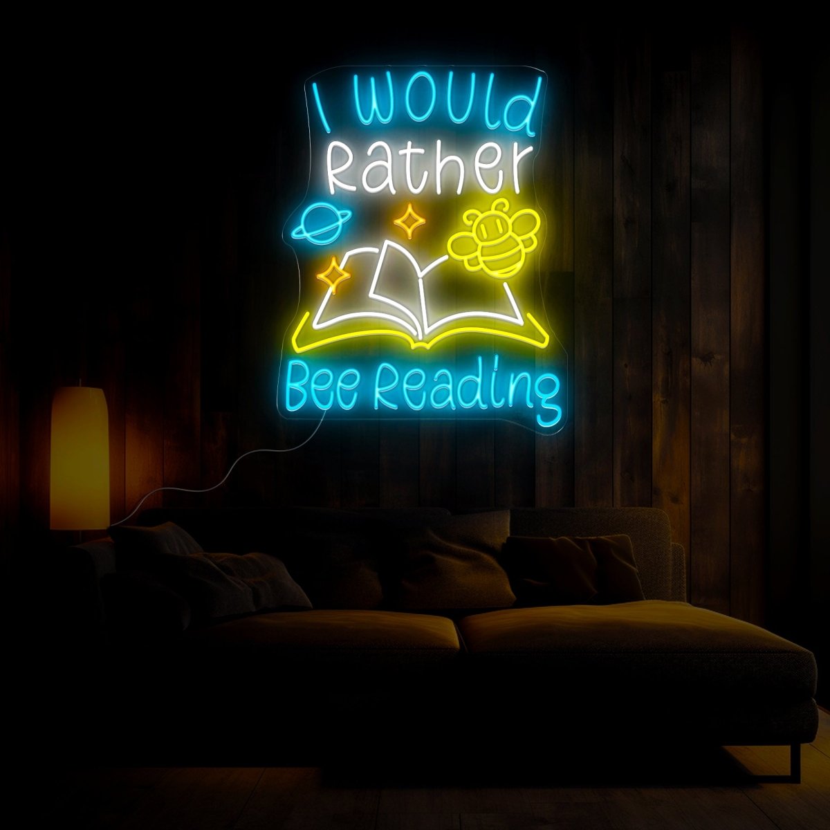 I Would Rather Bee Reading Neon Sign - Reels Custom